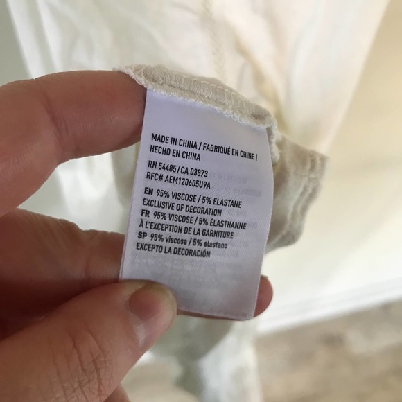 American Eagle size S white high neck soft & sexy tank top flare hem sheer panel - Picture 4 of 4